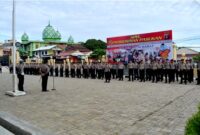 Apel Gelar Pergeseran Pasukan Pengamanan Pilkada Kaltim Polres Kutai Barat