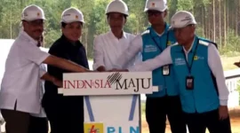Presiden Joko Widodo ketika meresmikan peletakan batu pertama proyek PLTS di IKN, Kaltim (Ant)