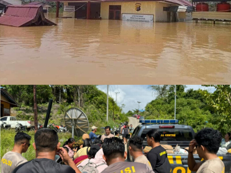 Polres Mahakam Ulu Dengan Sigap Melakukan Evakuasi Korban Banjr