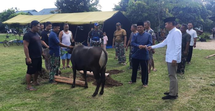 Foto Dandim 0912 Kubar Saat Menyerahkan Hewan Qurban