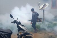 Dinkes Kubar Melakukan Upaya Fooging Untuk Memutus Mata Rantai DBD di Wilayah Kecamatan Melak Beberapa waktu lalu.