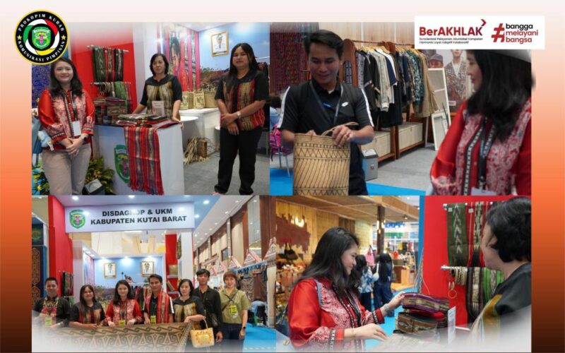 Foto : Ketua Dekranasda Kabupaten Kutai Barat (Kubar), Christina Mozes Edwin Saat Mengunjungi Stand Disdagkop dan UKM di Inacraft 2025 Jakarta. (Ist)