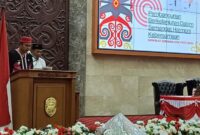 Foto : Bupati Kutai Barat, Frederick Edwin Saat Menyampaikan Pidato Arah Pembangunan 2026-2028.