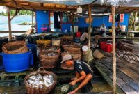Tampak Pergerakan Ekonomi Lokal Masyarakat Kampung Muara Beloan Menggeliat dari Sektor Perikanan.