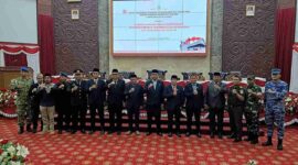 Foto Bersama Bupati Kutai Barat, Frederick Edwin dan Ketua DPRD Kutai Barat, Ridwai, SH beserta unsur Forkopimda saat Paripurn Istimewa Mendengarkan Pidato Kenegaraan Presiden Republik Indonesia, Prabowo Subianto.